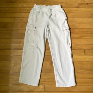 Aritzia Tna Cozy Fleece Mega Cargo Sweatpants Cream White 2XS High Rise Jogger